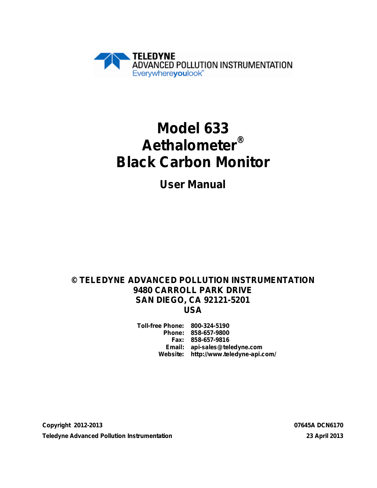 Teledyne 633 User Manual