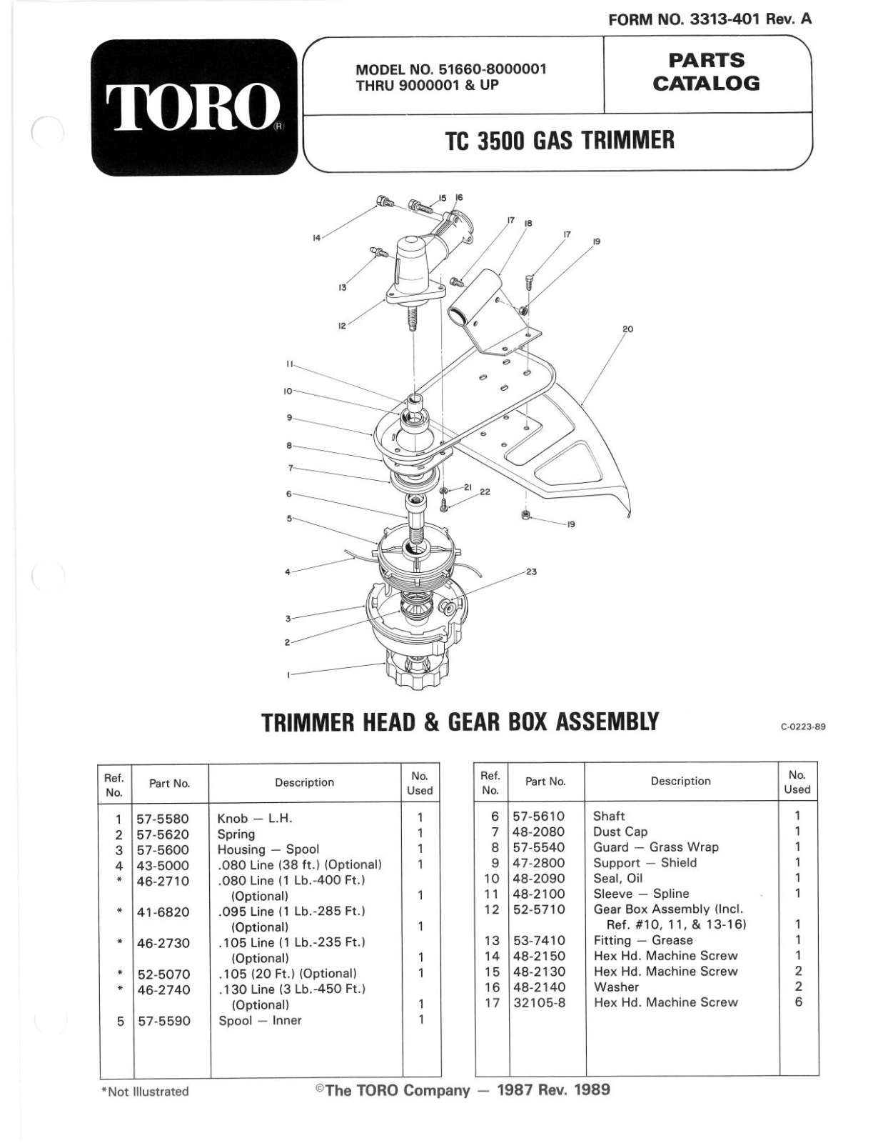 Toro 51660 Parts Catalogue