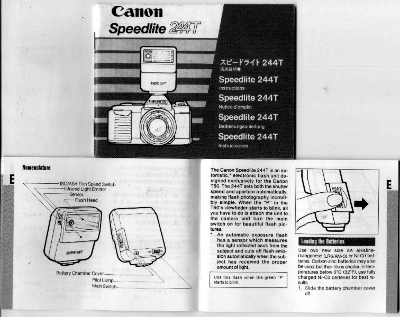 Canon Speedlite 244t Instruction Manual