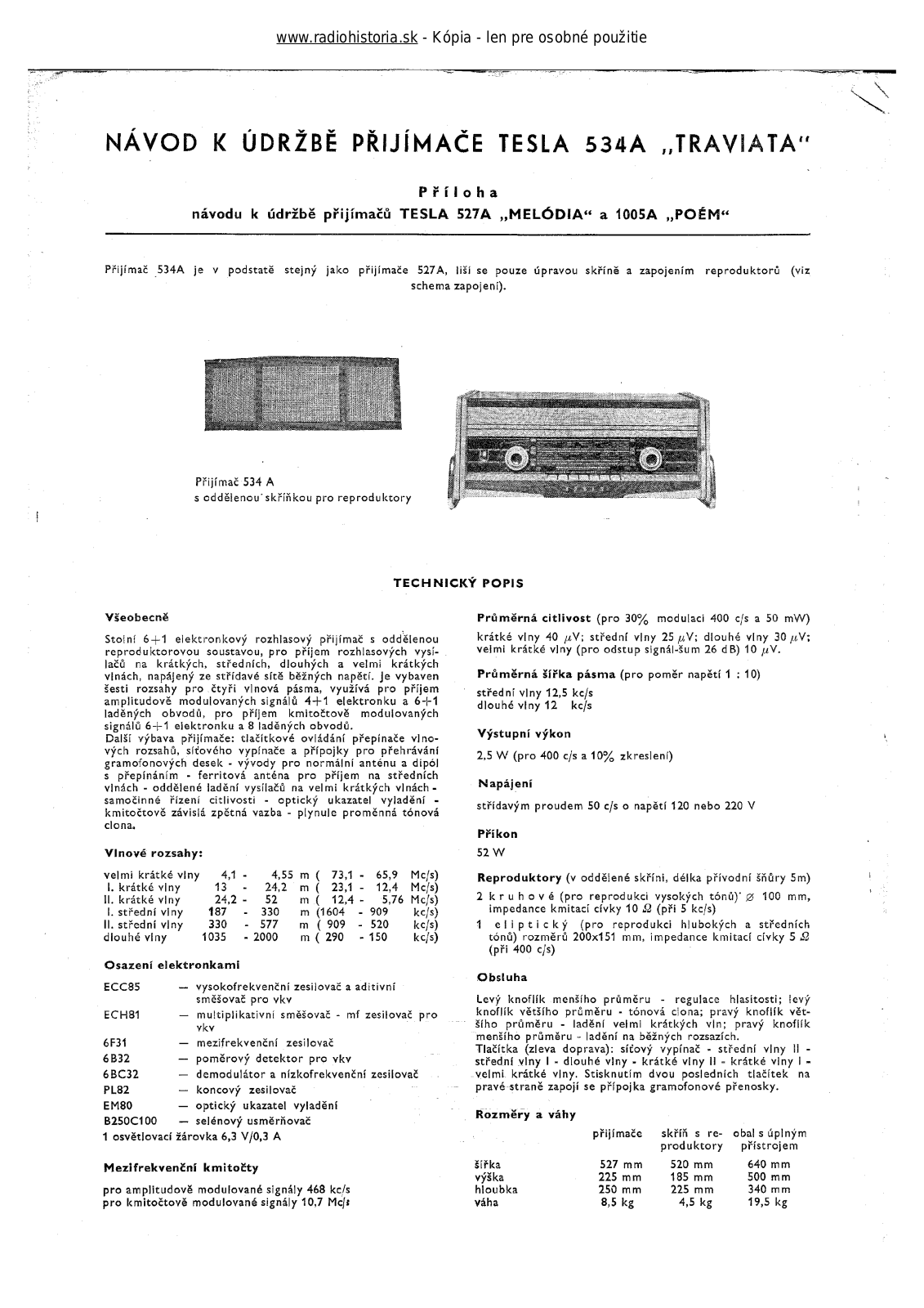 Tesla 534A Traviata User Manual