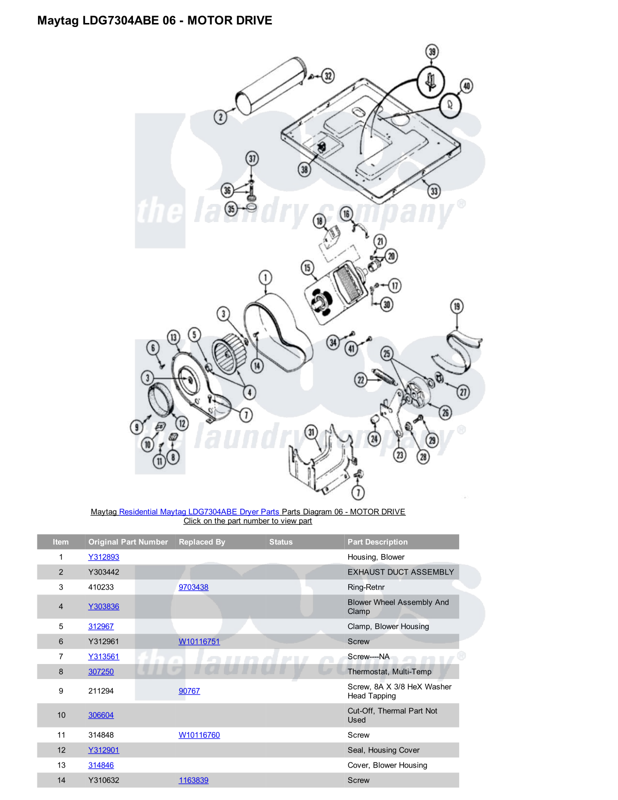 Maytag LDG7304ABE Parts Diagram