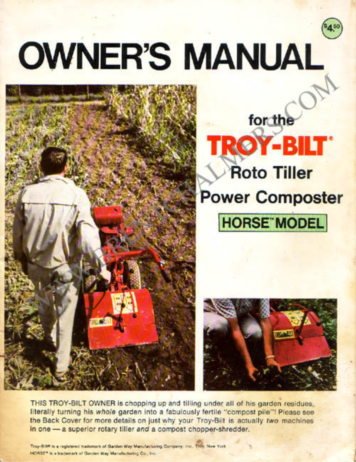 Troy Bilt Horse Roto Tiller Owners Manual