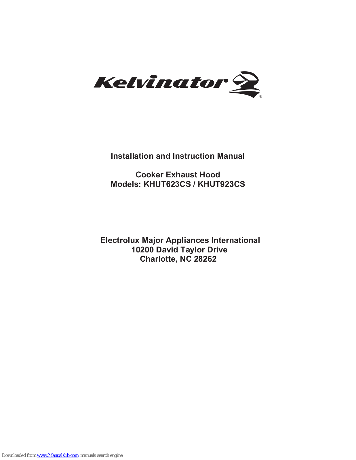 Kelvinator KHUT623CS, KHUT923CS Installation And Instruction Manual