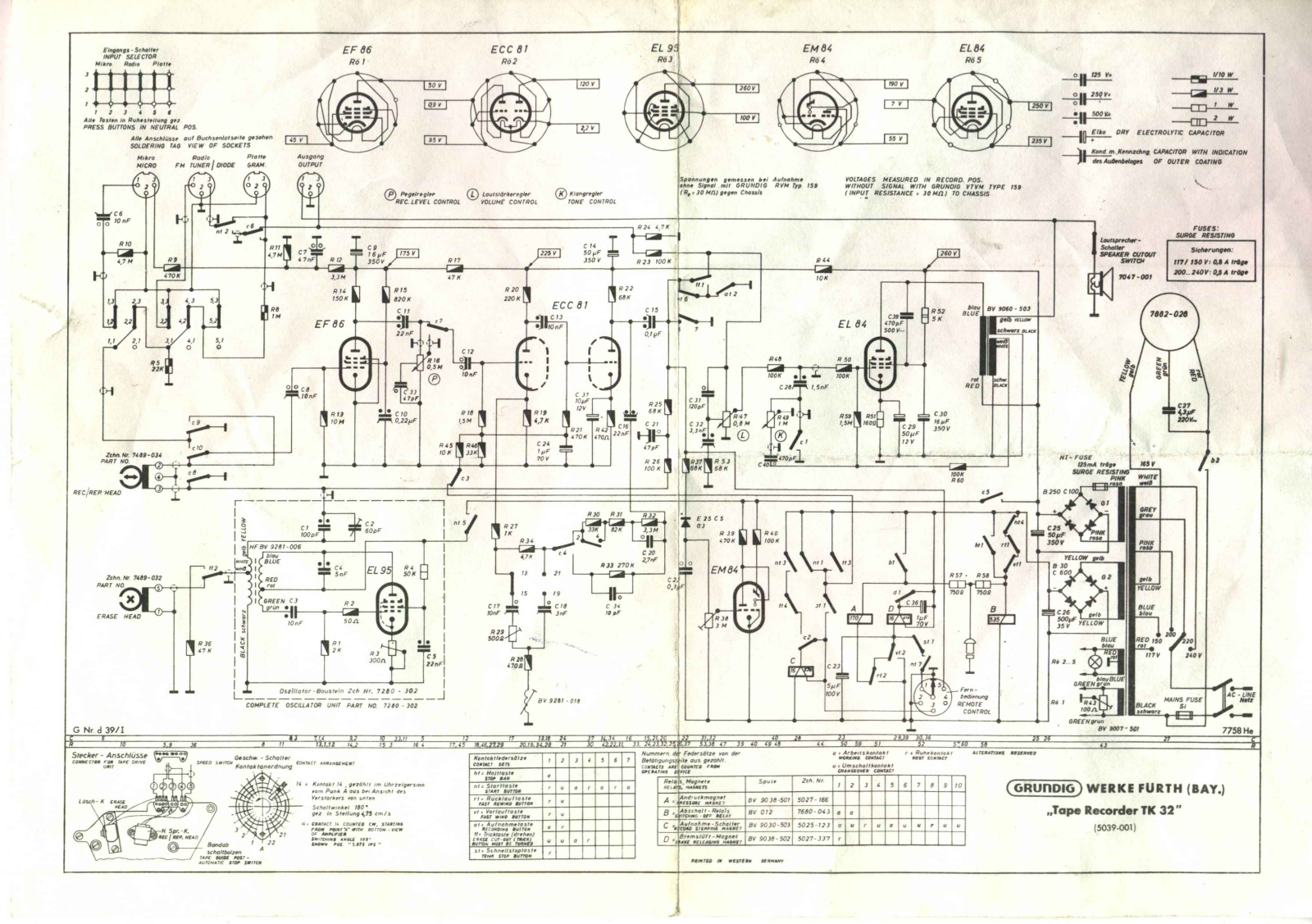 Grundig TK-32 Schematic