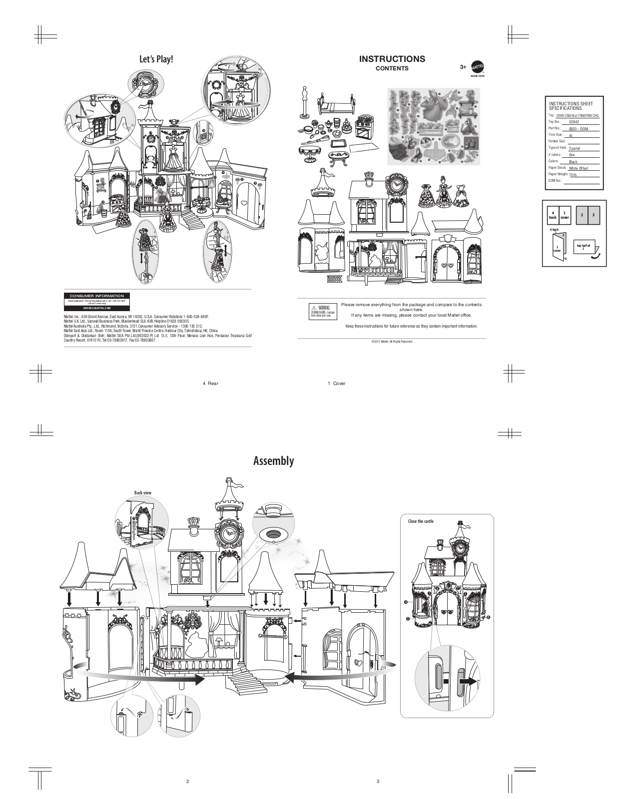 Fisher-Price X2842 Instruction Sheet