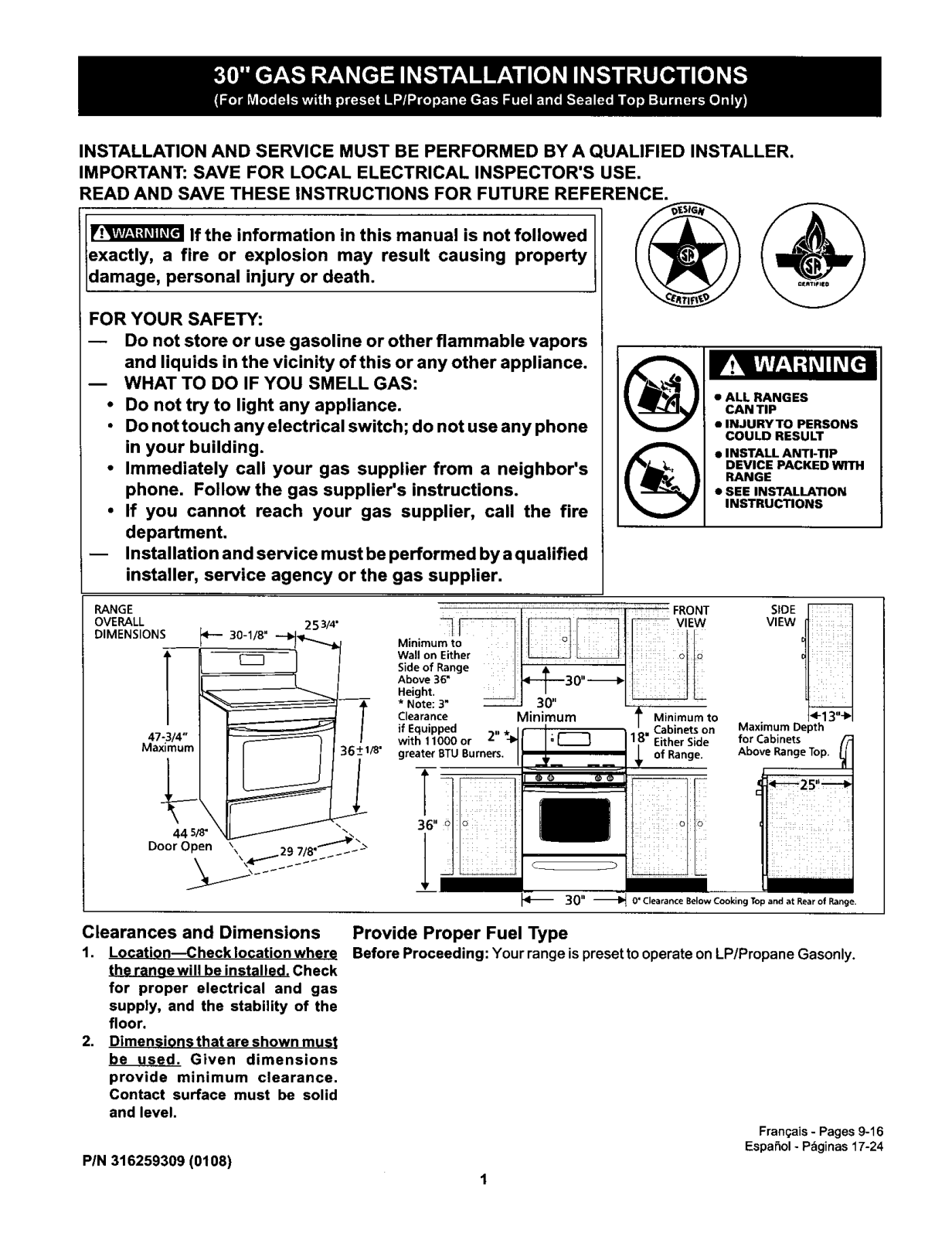 Frigidaire FLF326ASA, FLF337AUA, FLF337AWA Installation Guide - ManualMachine.com