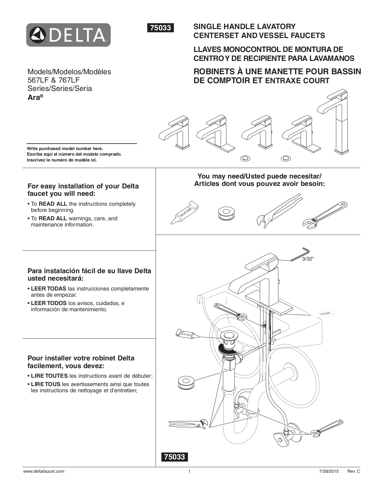 Delta DLT7334 Installation Instructions - ManualMachine.com
