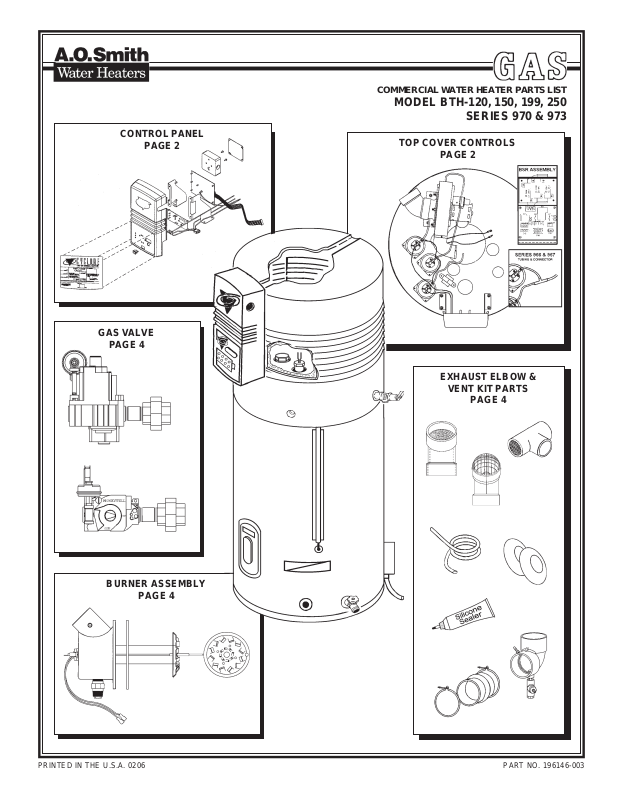 A. O. Smith BTH120 Parts List