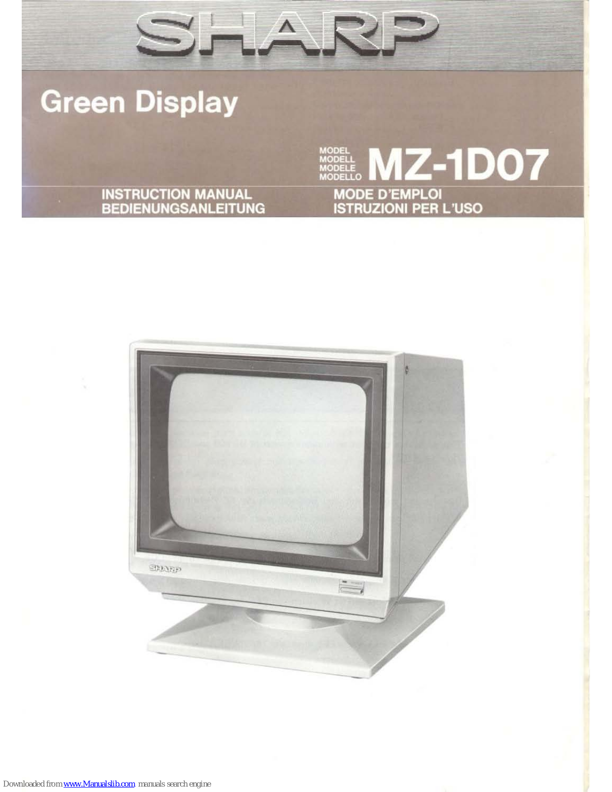 Sharp MZ-1D07 Instruction Manual - ManualMachine.com