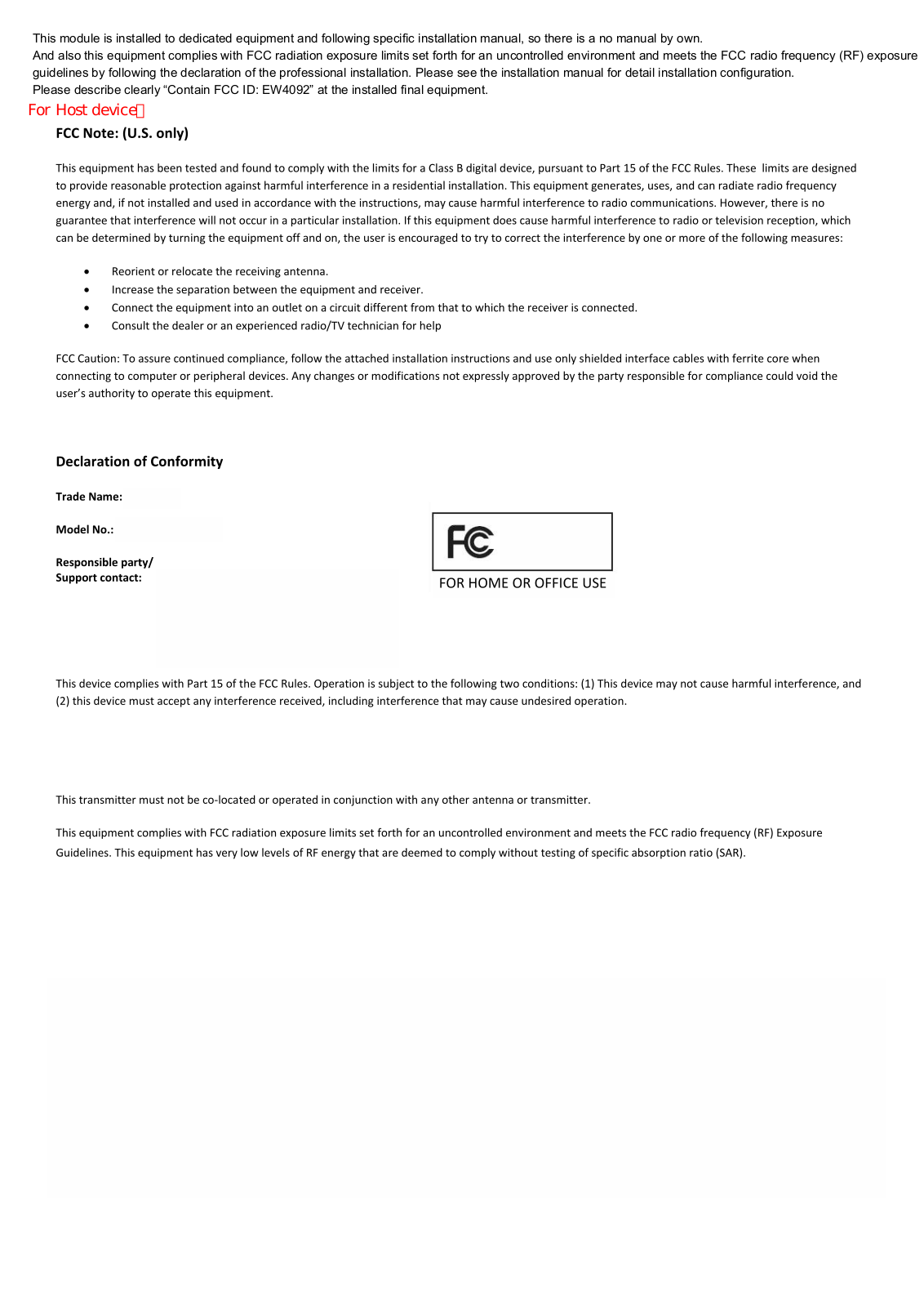 Mitsumi Electric Co W092 User Manual