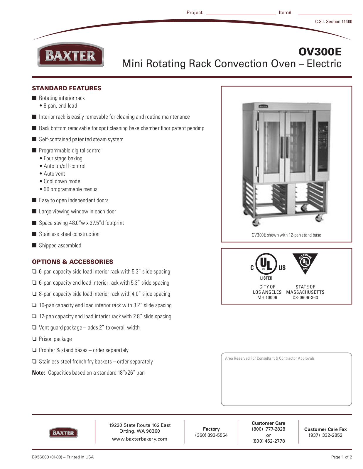 Mannhart OV300E Specifications