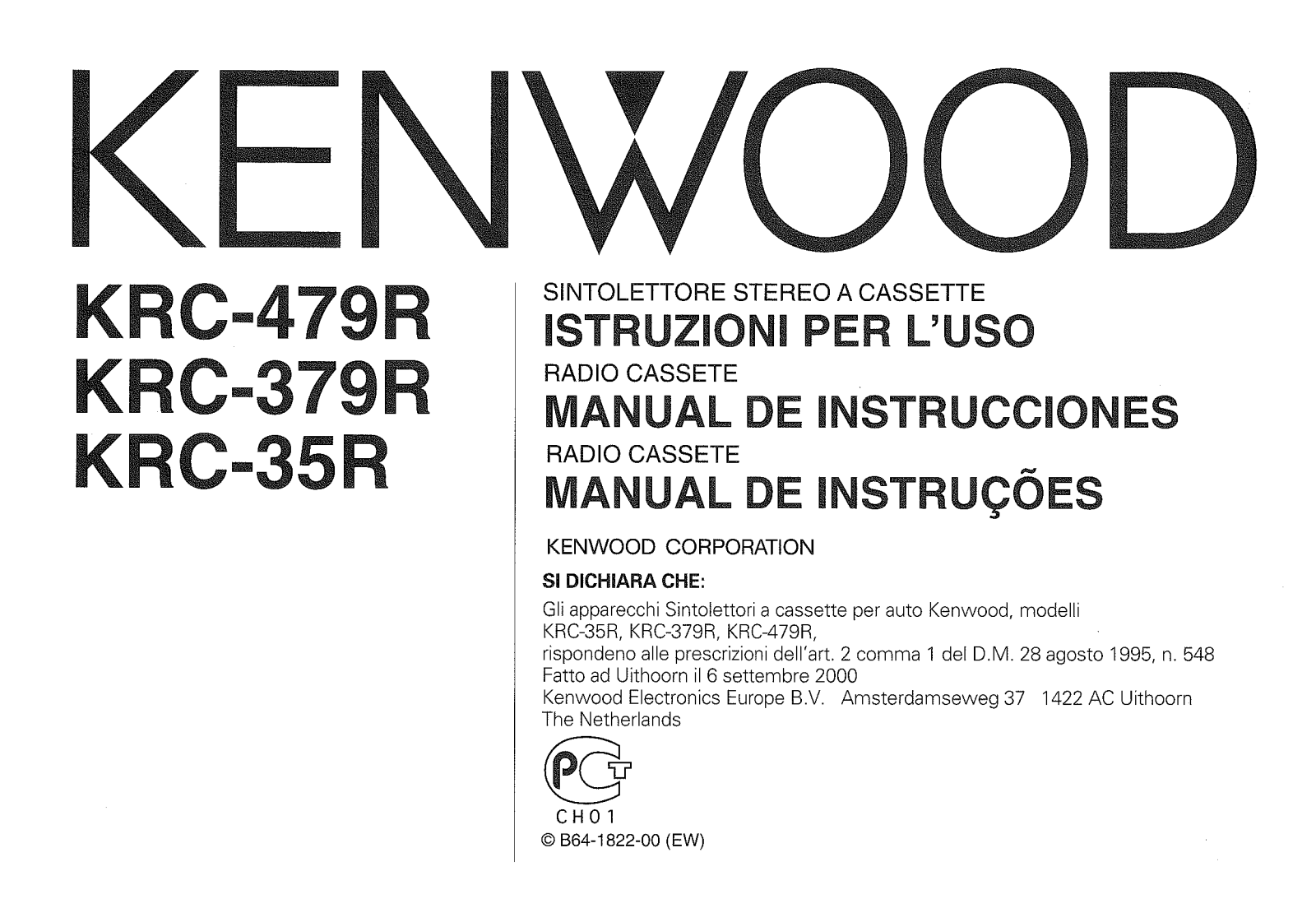 Kenwood KRC-479R, KRC-379R Owner's Manual