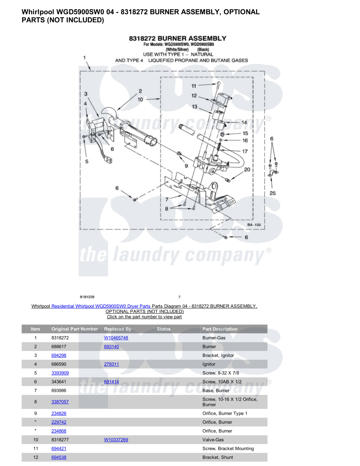 Whirlpool WGD5900SW0 Parts Diagram