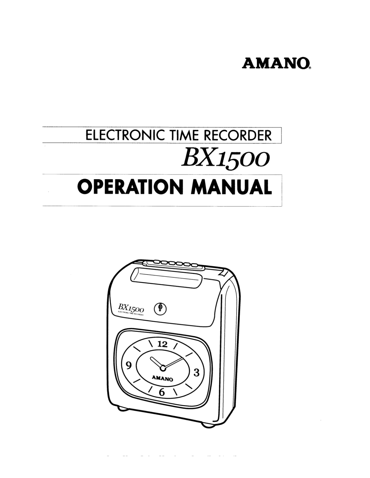 Amano BX-1500 Operation Manual