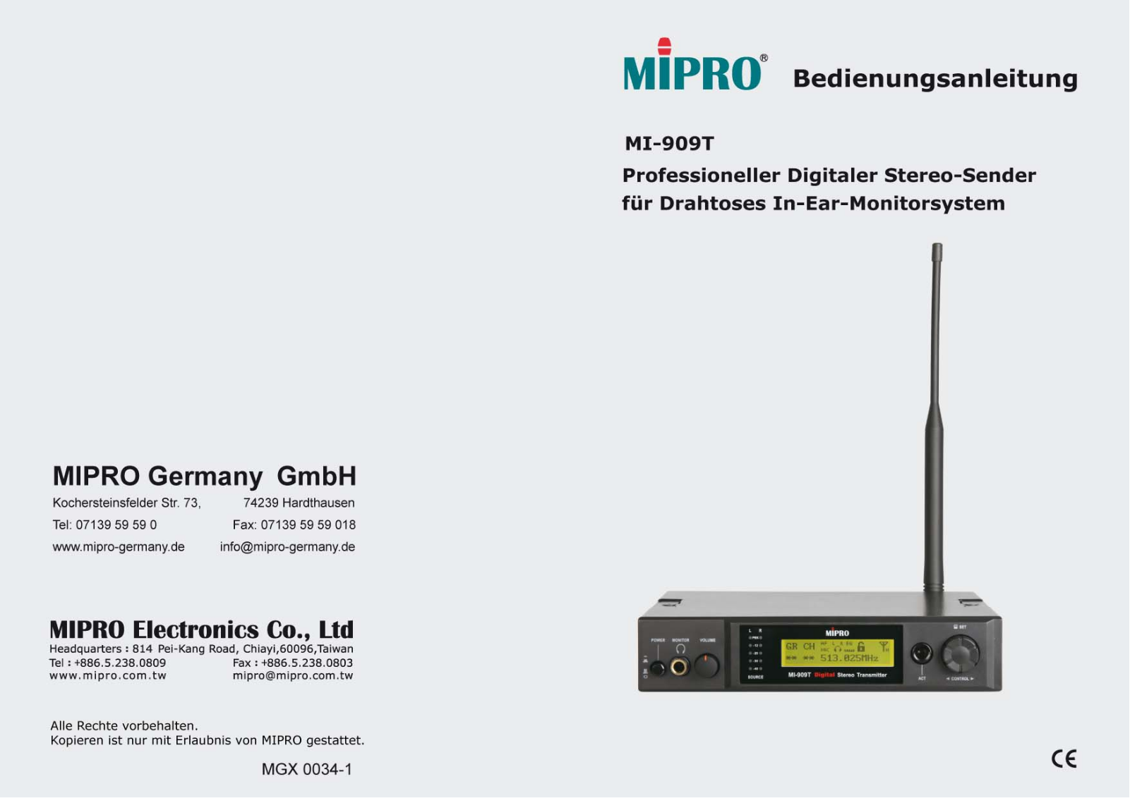Mipro MI-909RT Operating instructions - ManualMachine.com