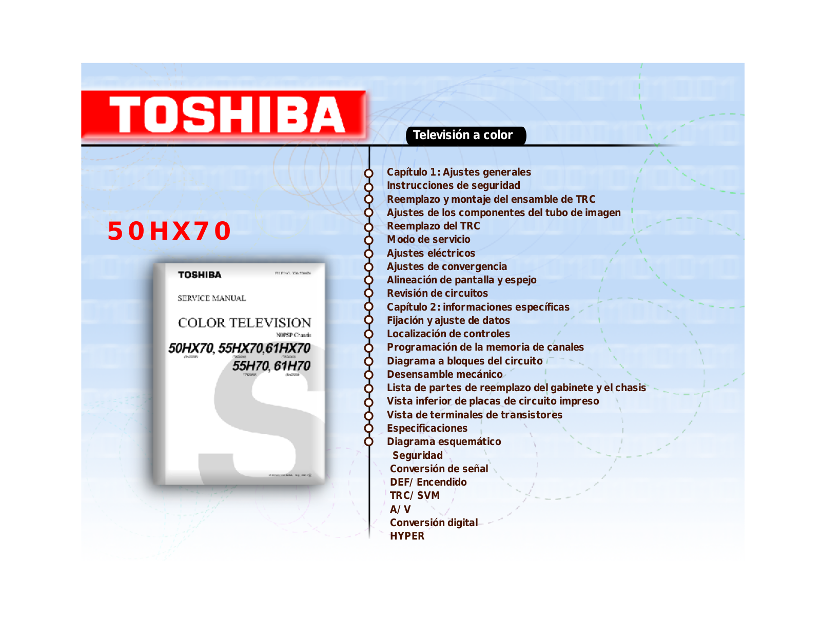 TOSHIBA 50HX70, 55HX70, 61HX70, 55H70, 61H70 Service Manual