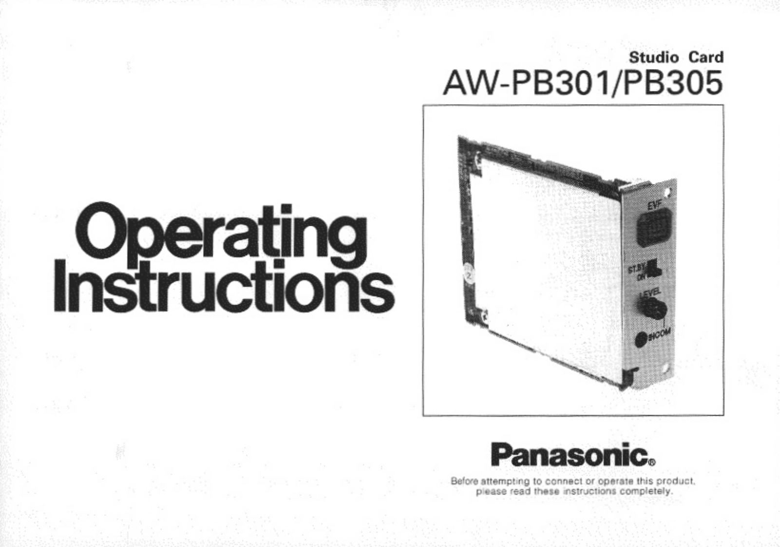 Panasonic AW-PB305 User Manual