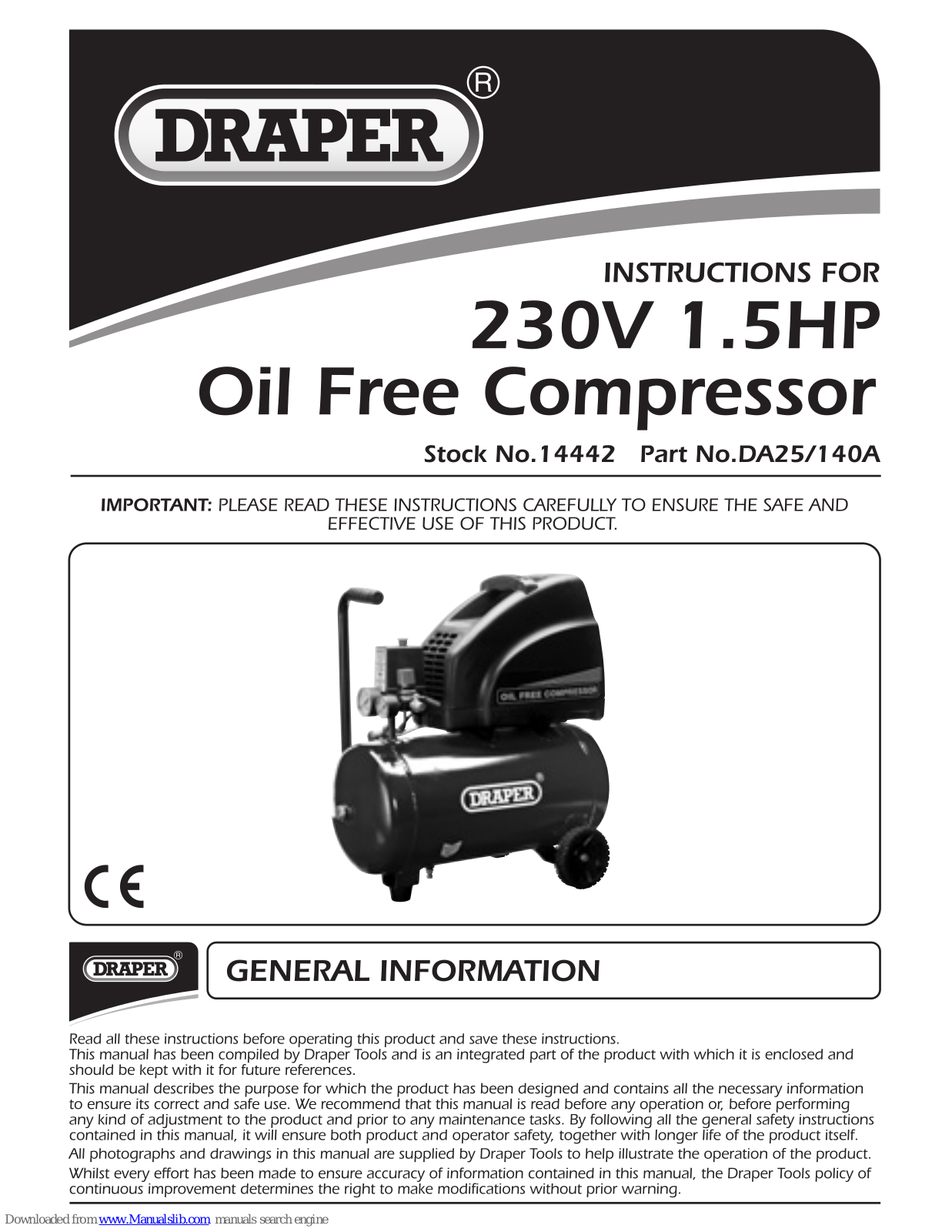Draper DA25/140A Instructions For - ManualMachine.com