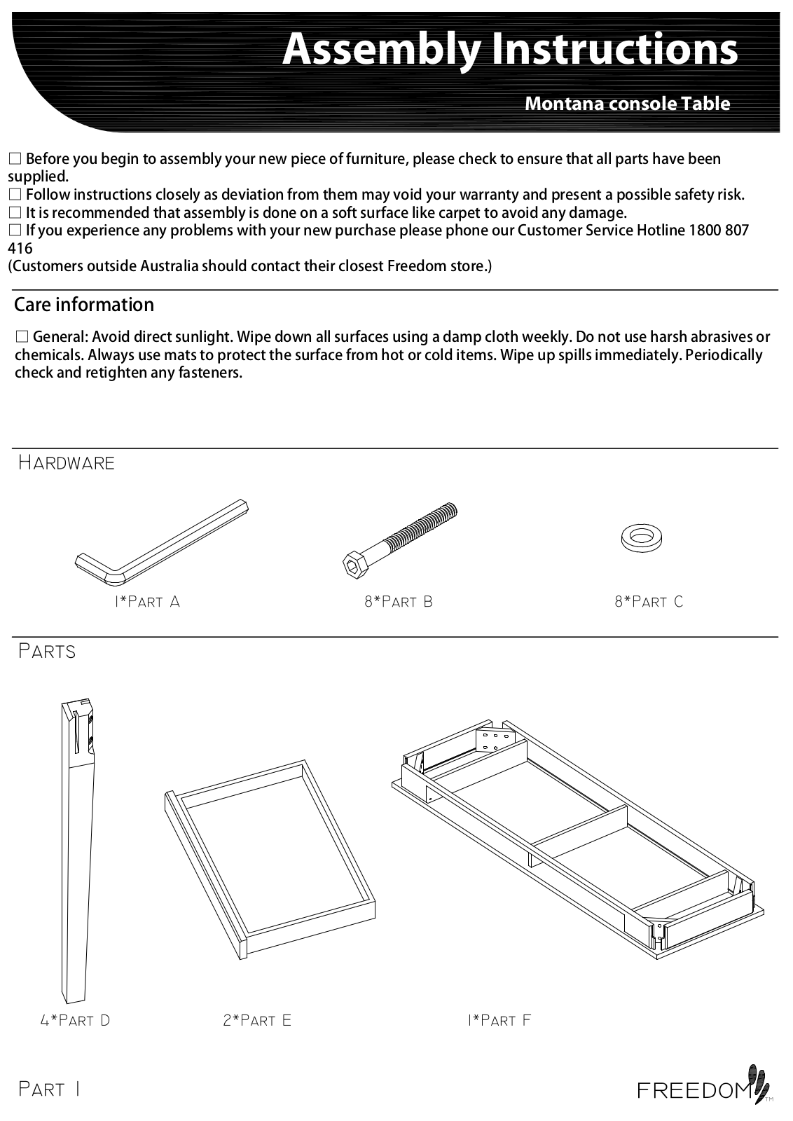 Freedom Montana Console Table Assembly Instruction