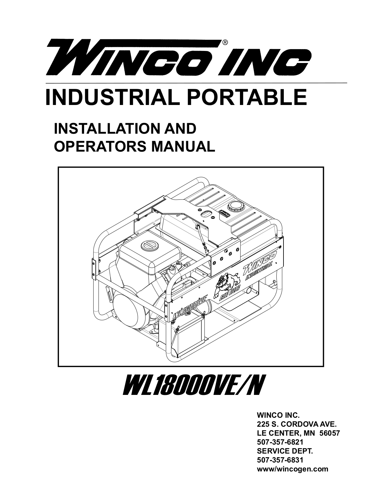 Winco WL18000VEN User Manual