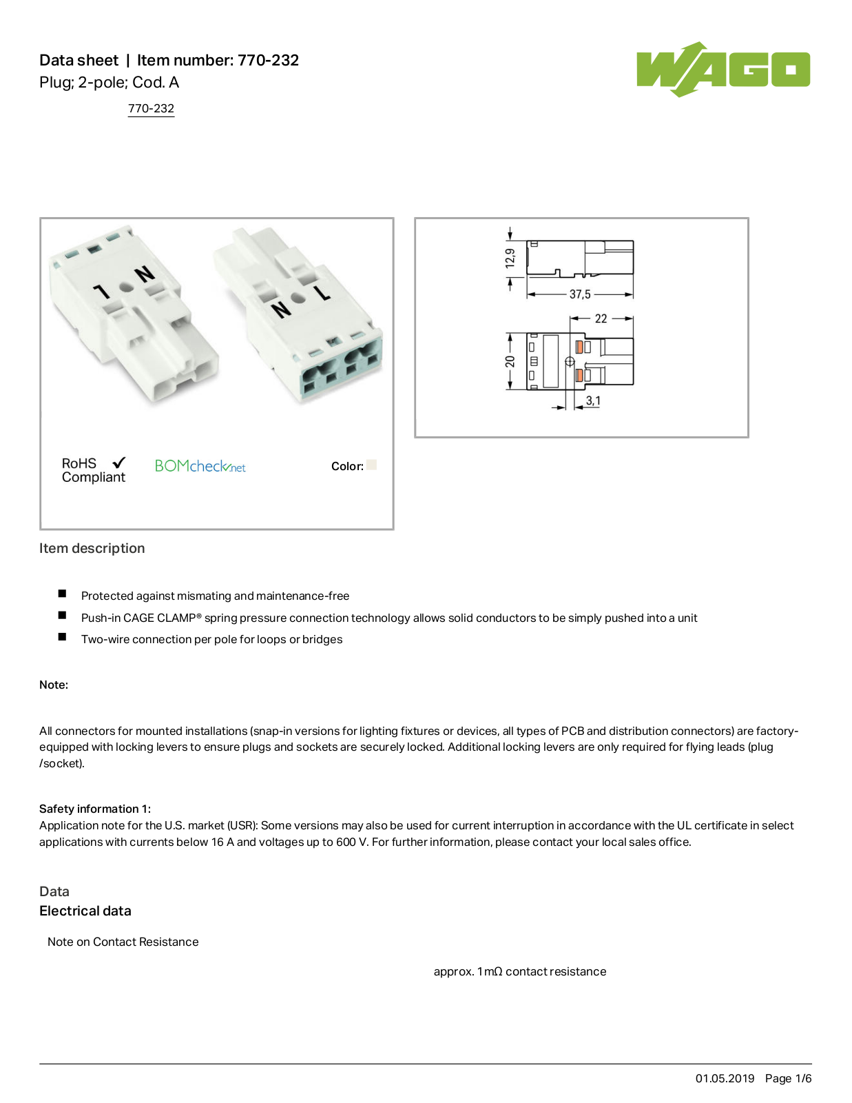 Wago 770-232 Data Sheet