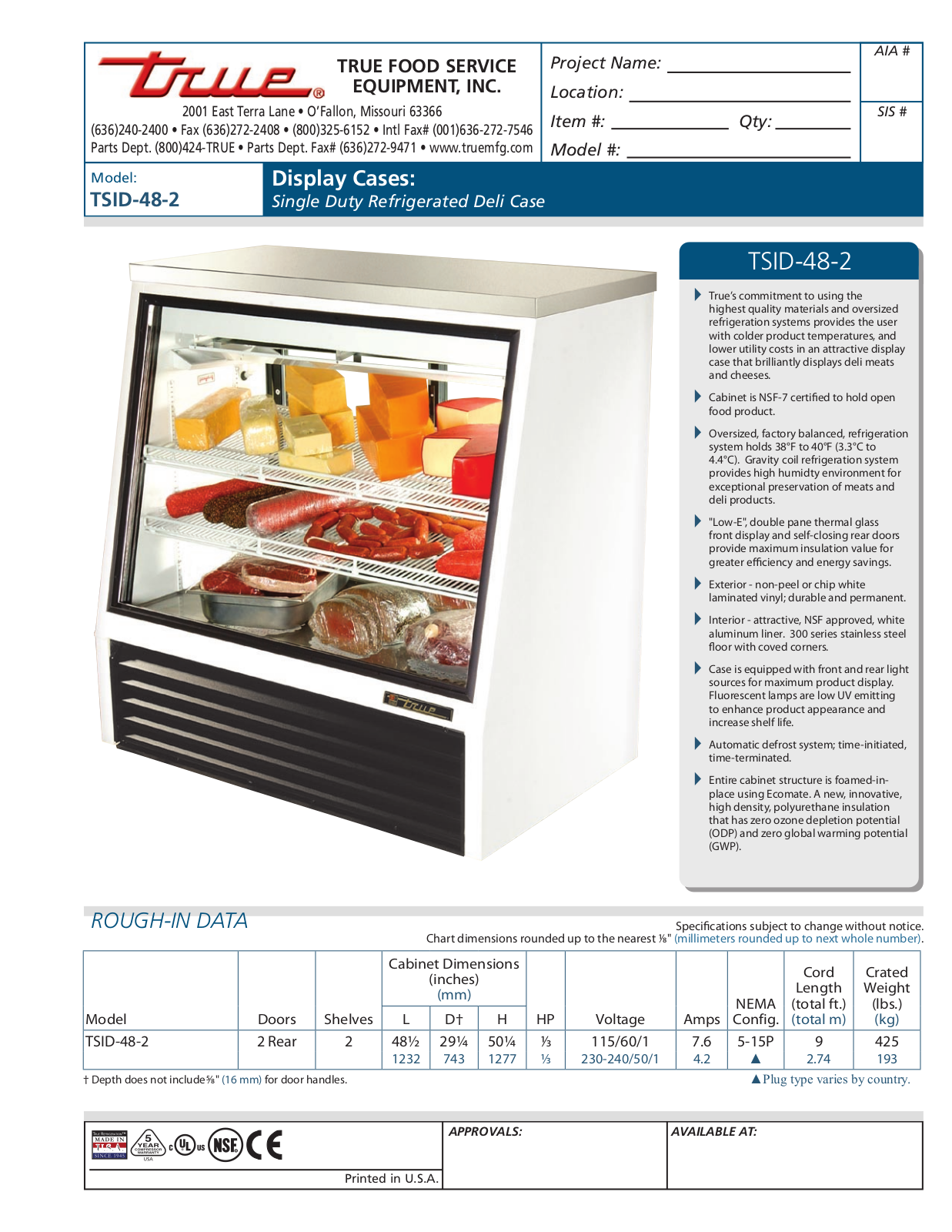 True Manufacturing TSID-48-2 General Manual - ManualMachine.com