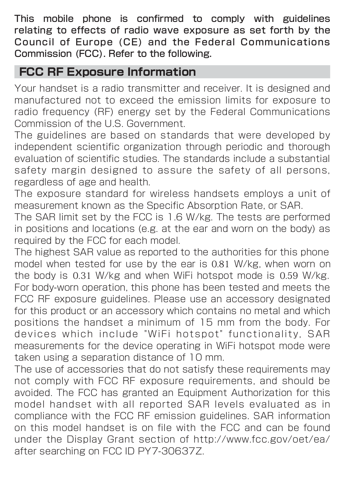 Sony 30637Z User Manual