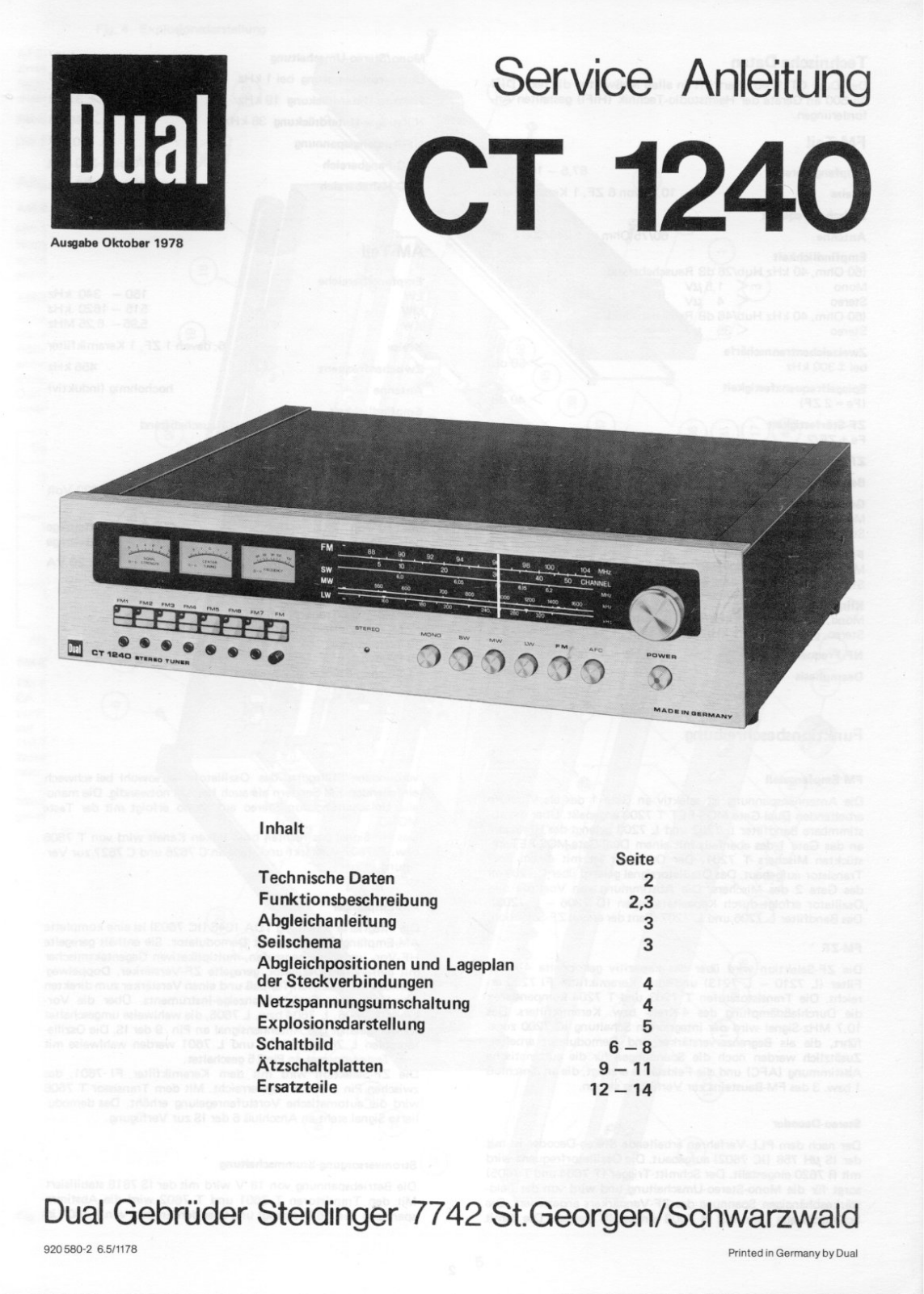 Dual CT-1240 Service manual