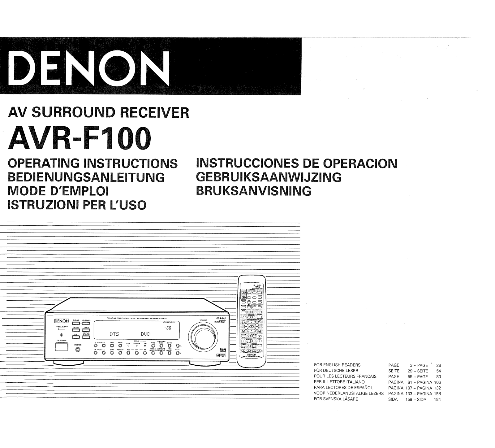 DENON AVR-F100 User Manual
