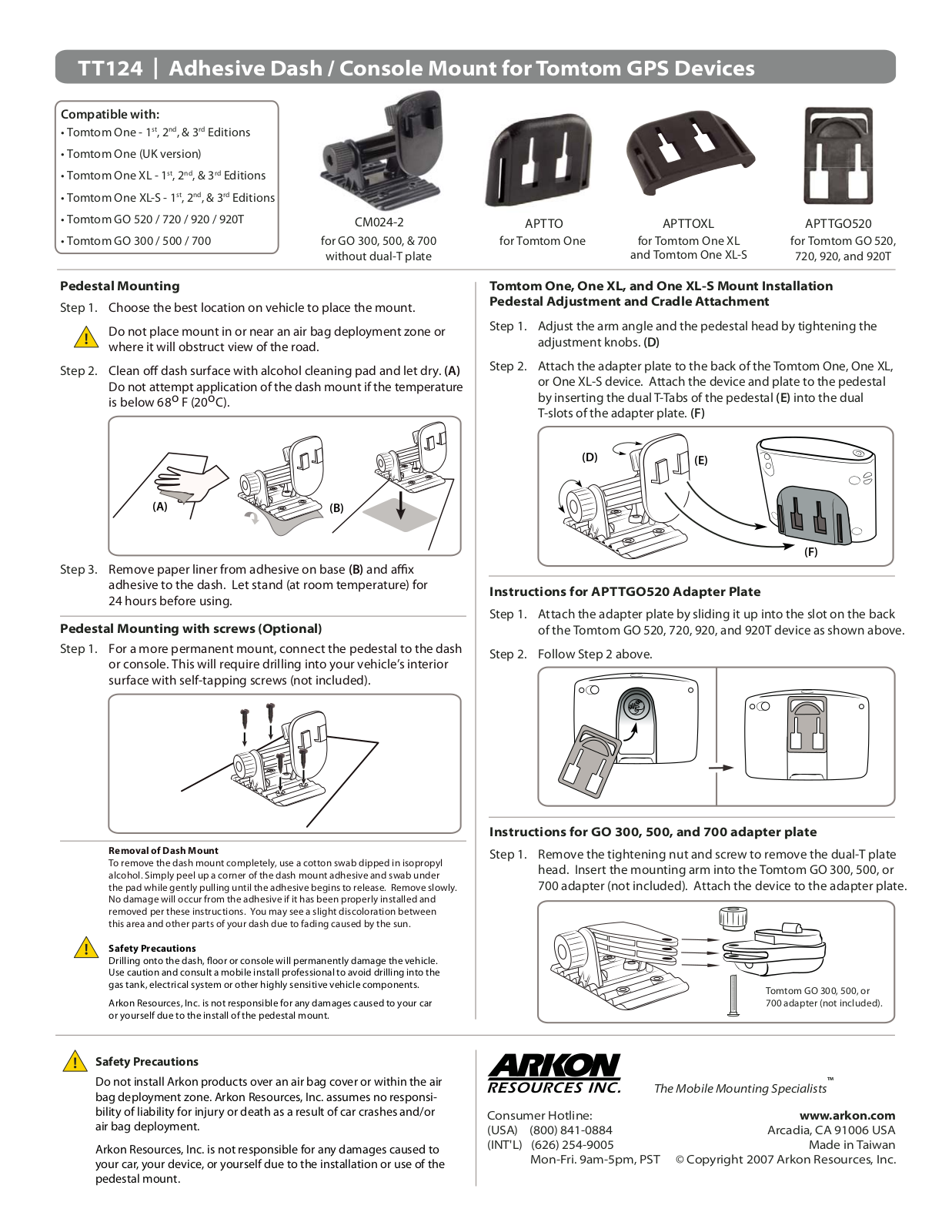 Arkon tt124 User Manual