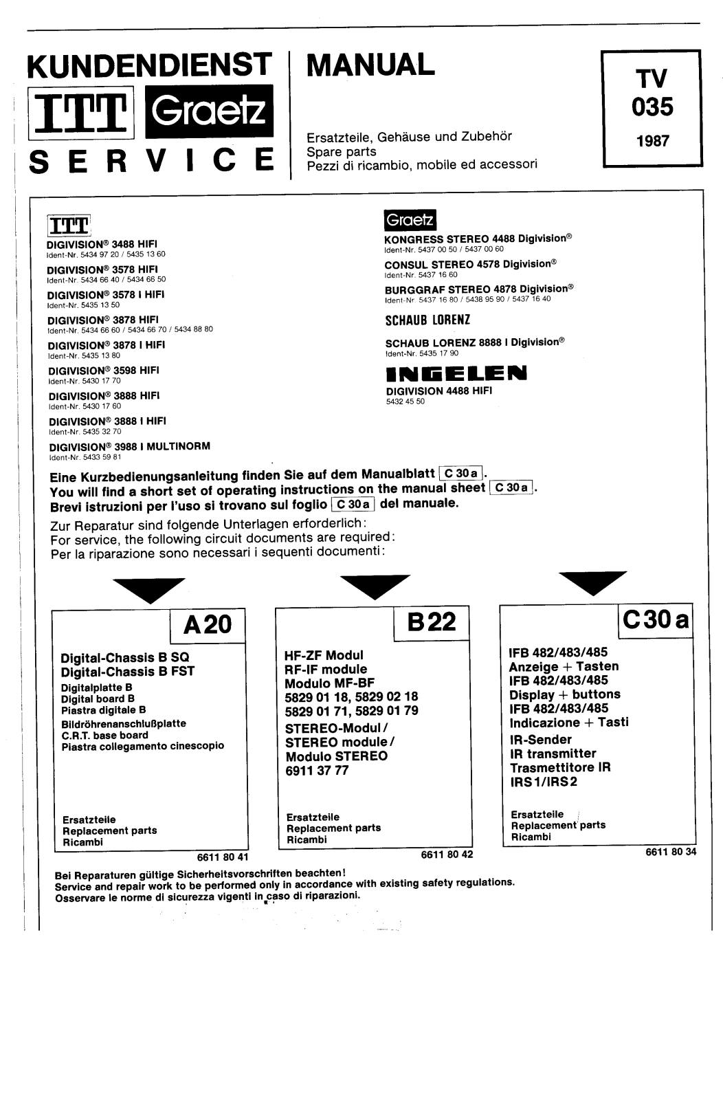 ITT TV 035 Service Manual