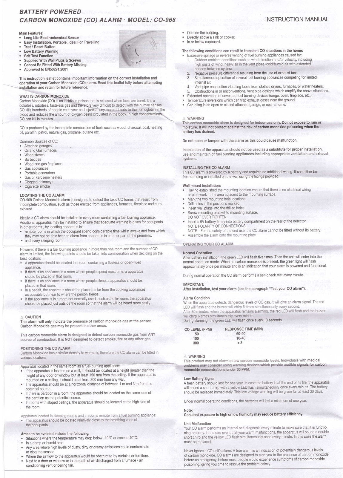 Cordes Haussicherheit co-968 User guide