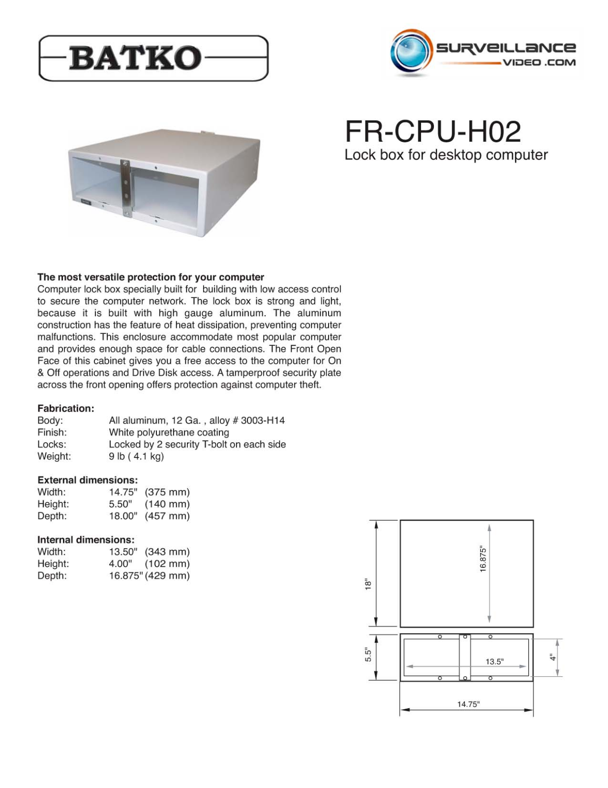 Batko FR-CPU-H02 Specsheet