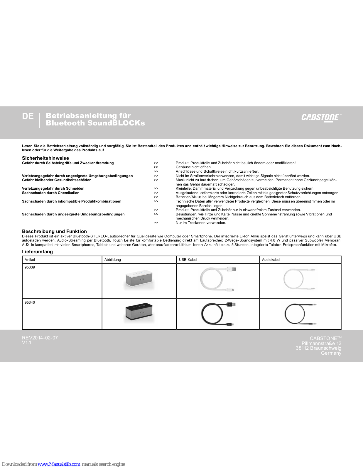 cabstone SoundBlock User Manual