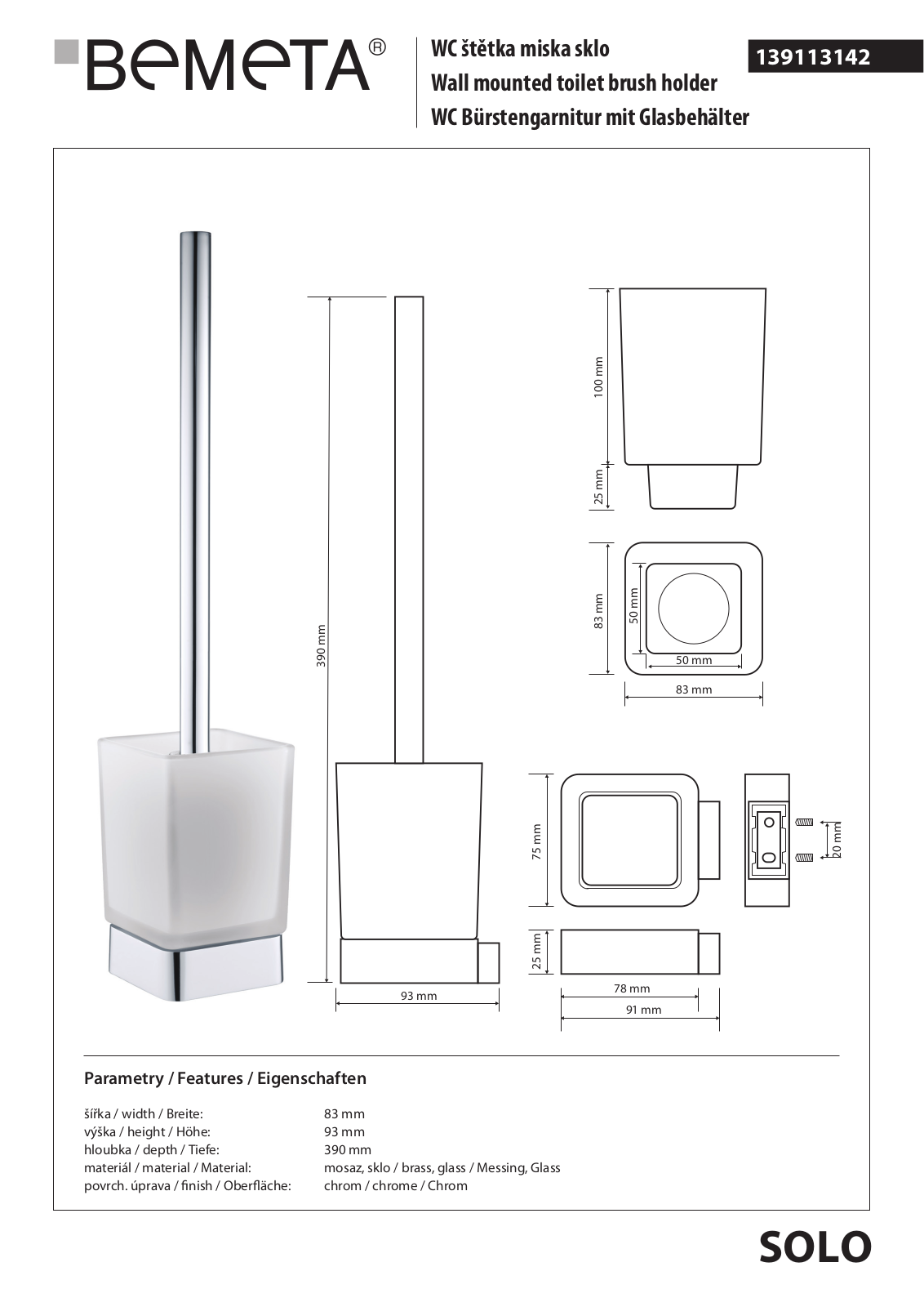 Bemeta Solo 139113142 User guide