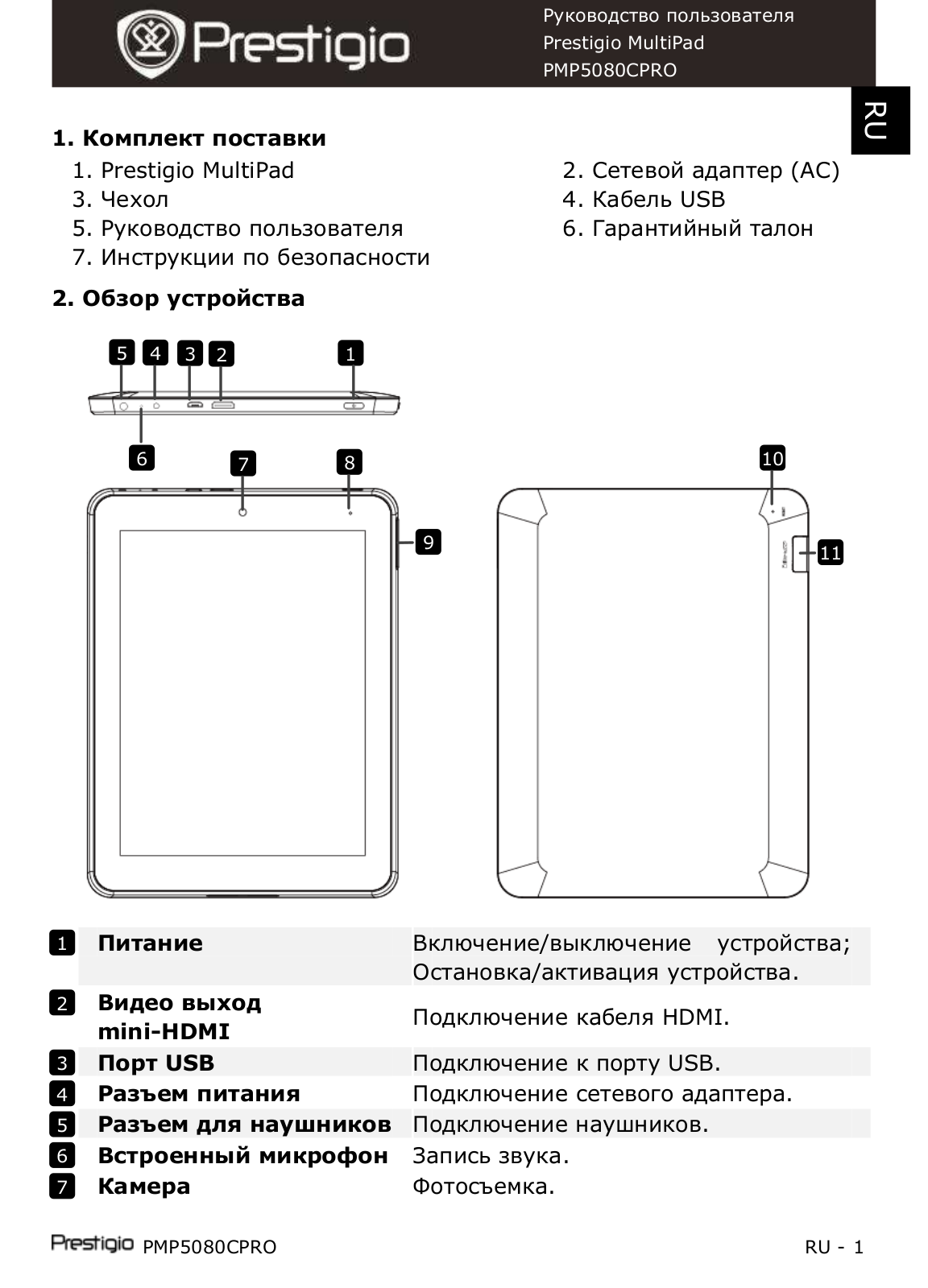 Prestigio PMP5080CPRO User manual