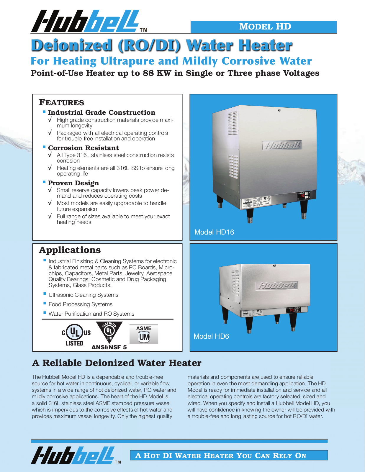 Hubbell Electric Heater HD161 User Manual