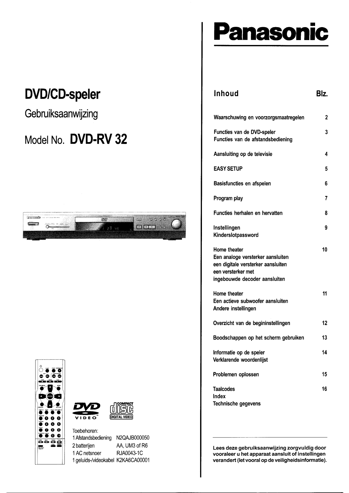 Panasonic DVD-RV32 User Manual