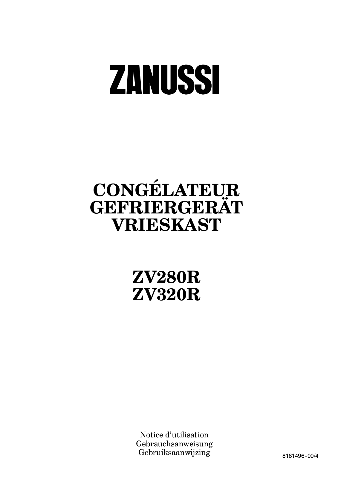 Zanussi ZV320R, ZV280R Instruction Manual