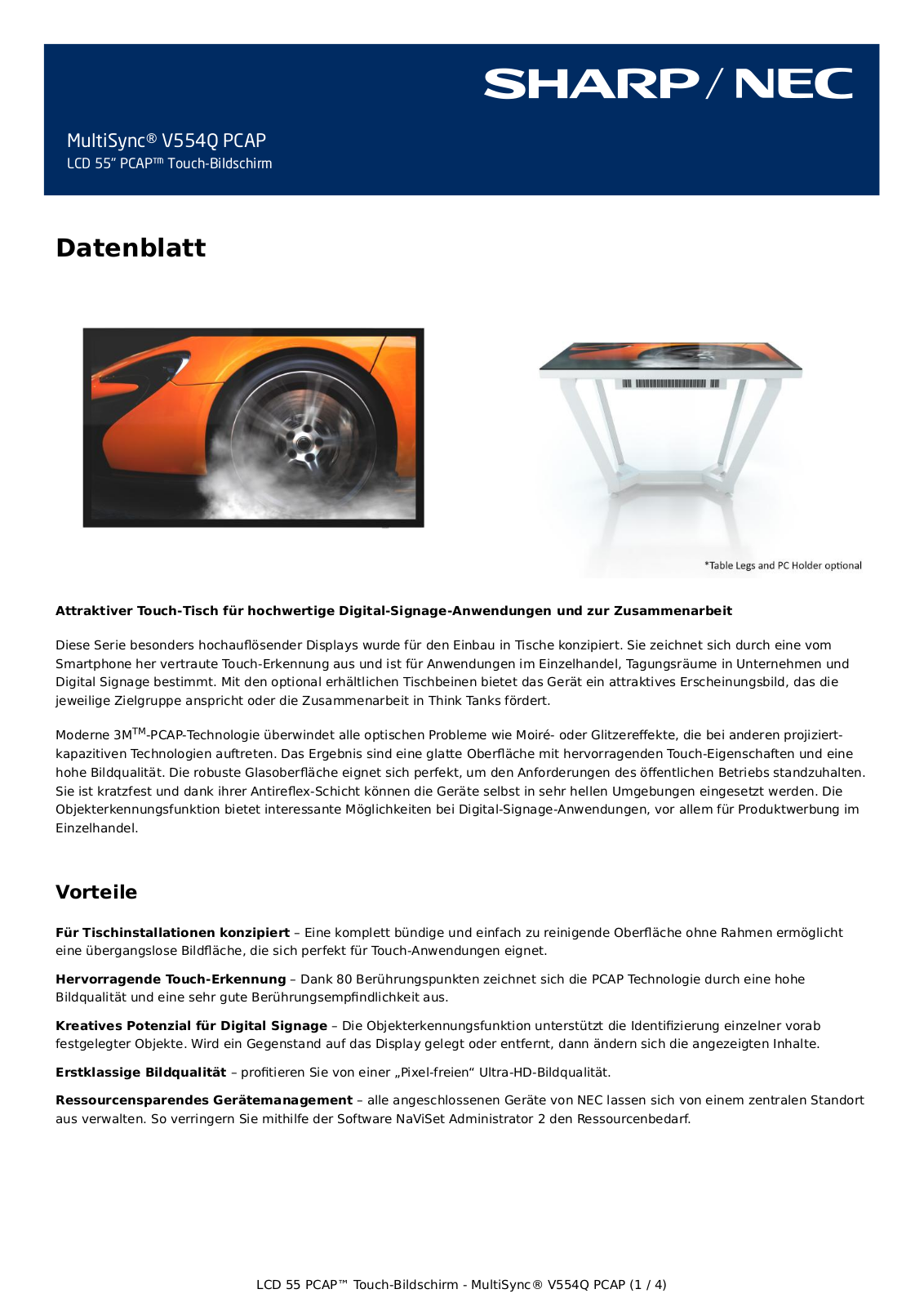 NEC V554Q PCAP Datenblatt