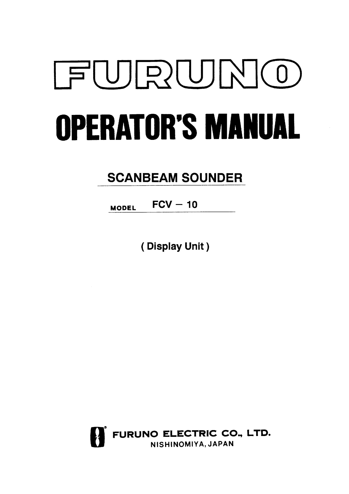 Furuno FCV-10 User Manual