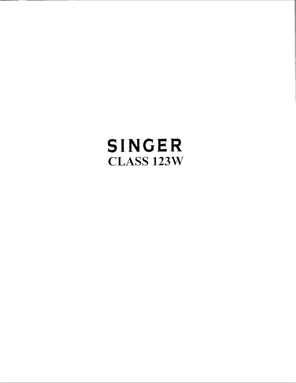 Singer 123W-1 User Manual