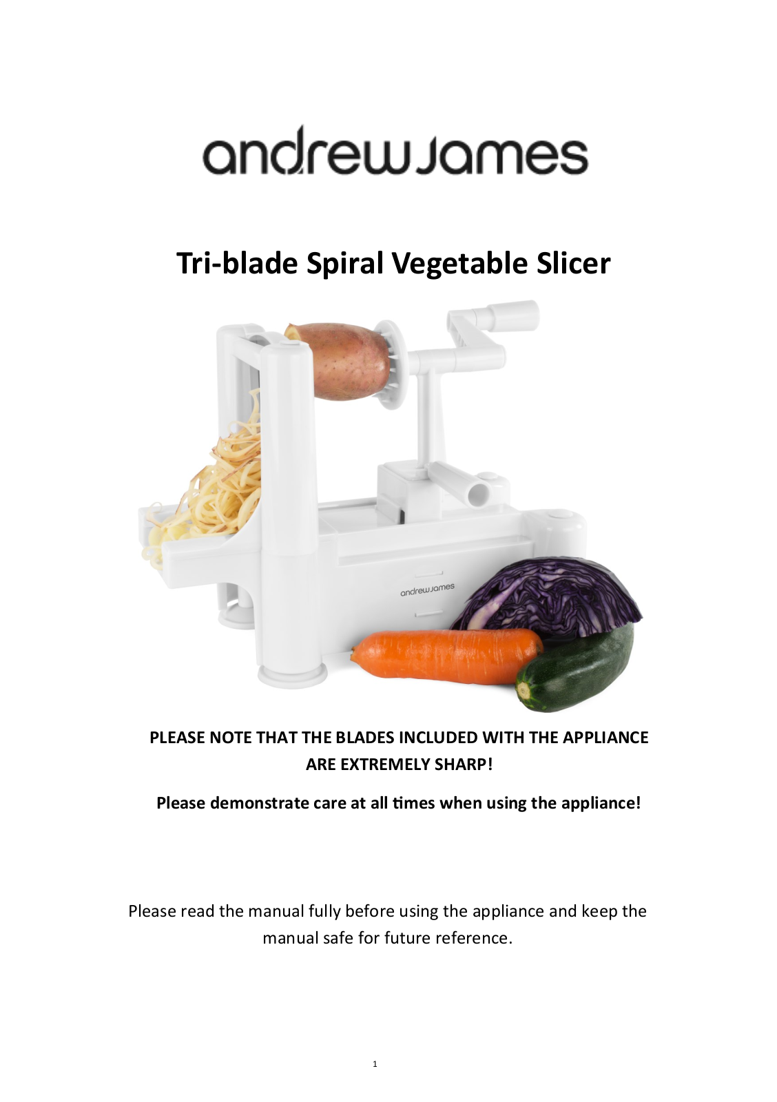 Andrew James Tri Blade Vegetable Slicer User Manual