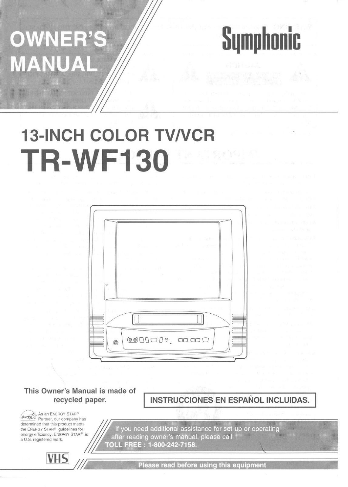 FUNAI TRWF130, TRWF130 User Manual