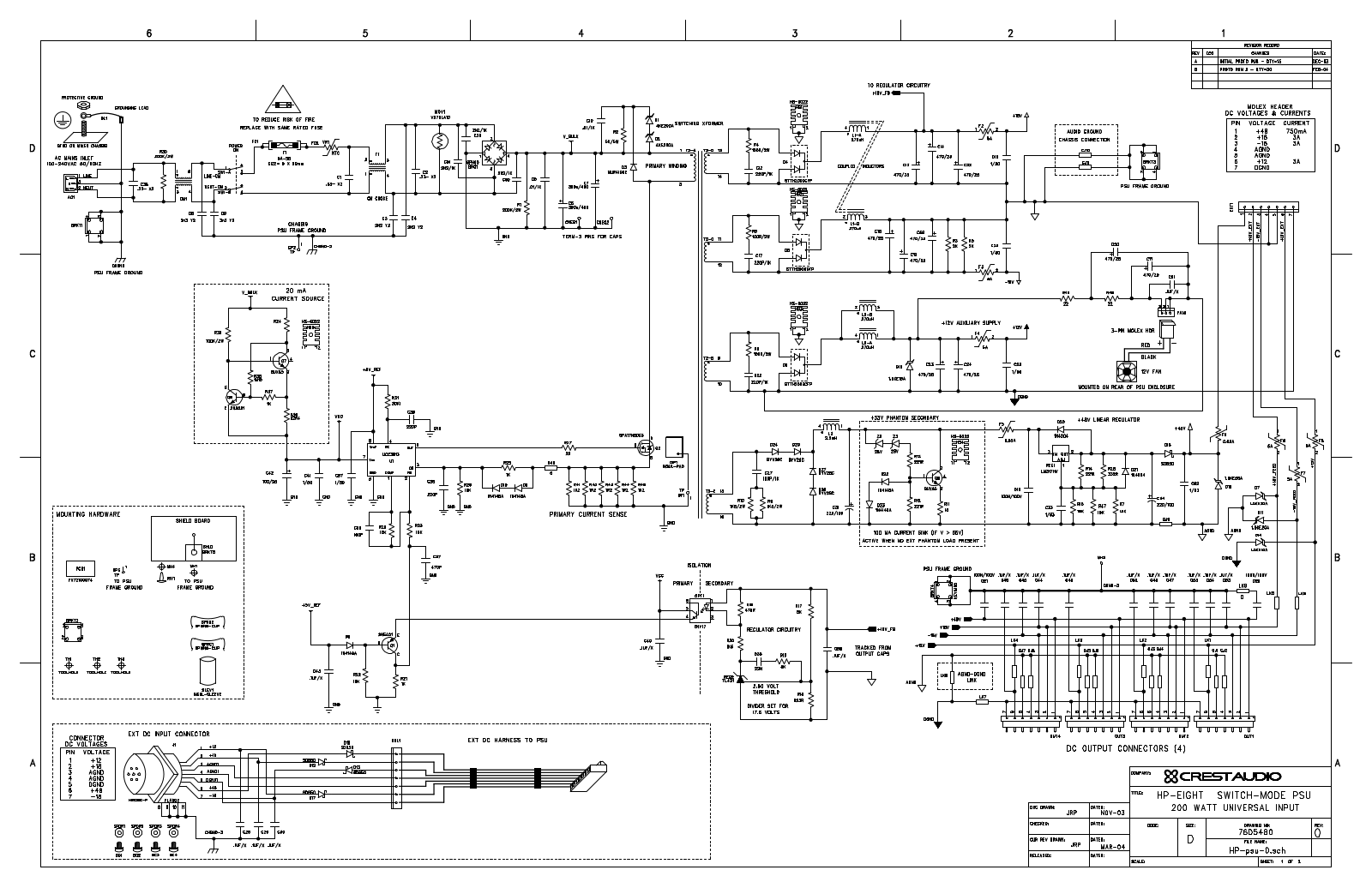 Crest HP8-Set, HP-8-PSU-1 Schematic