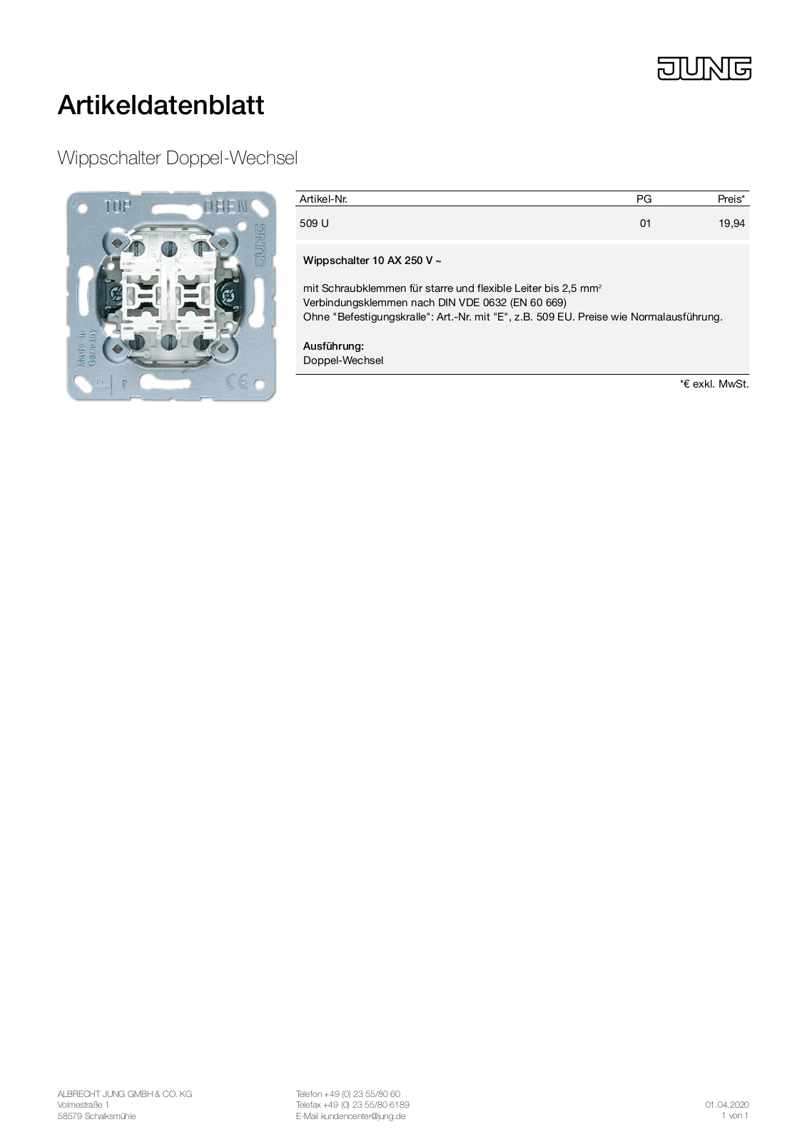 Jung 509 U User Manual