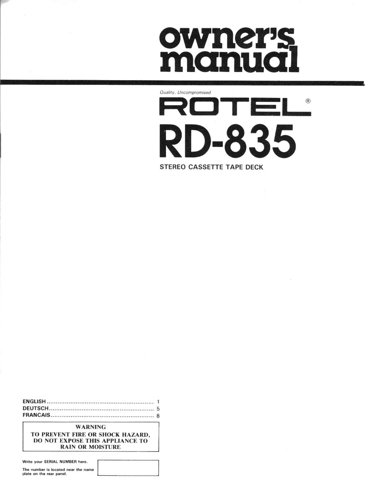 Rotel RD-835 User Manual