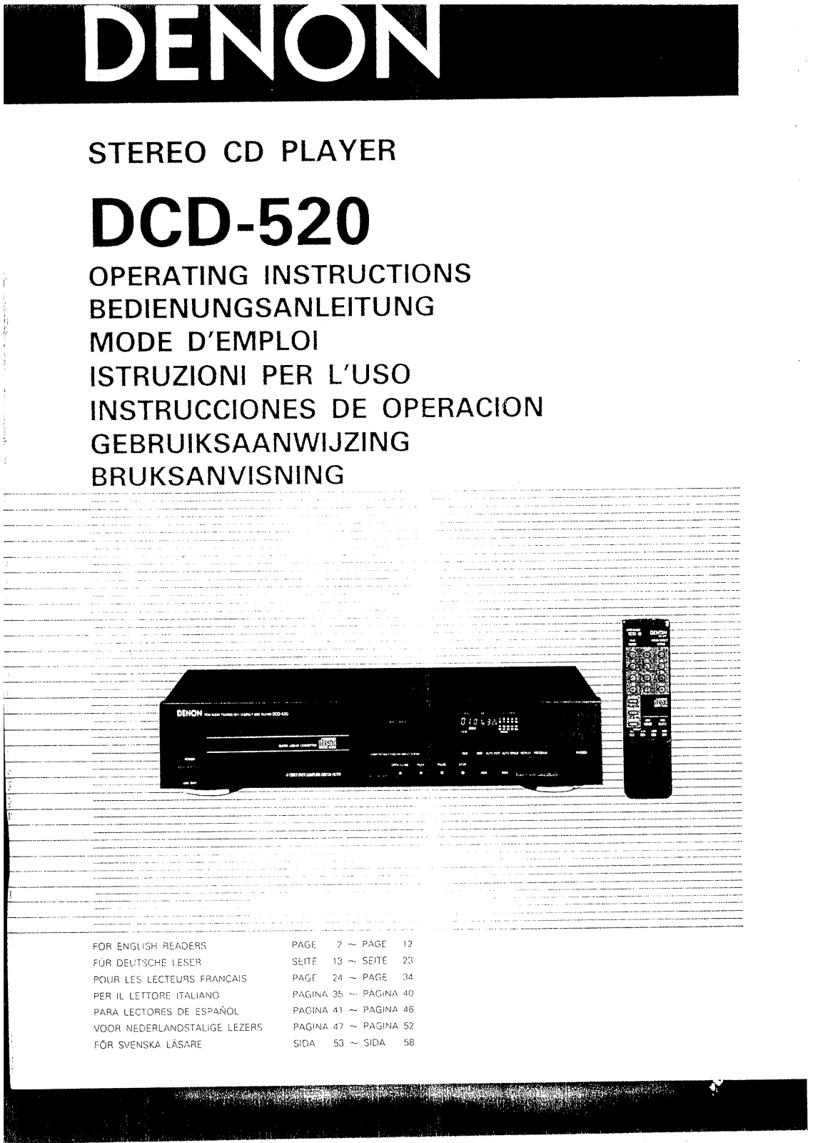 Denon DCD-520 Owner's Manual