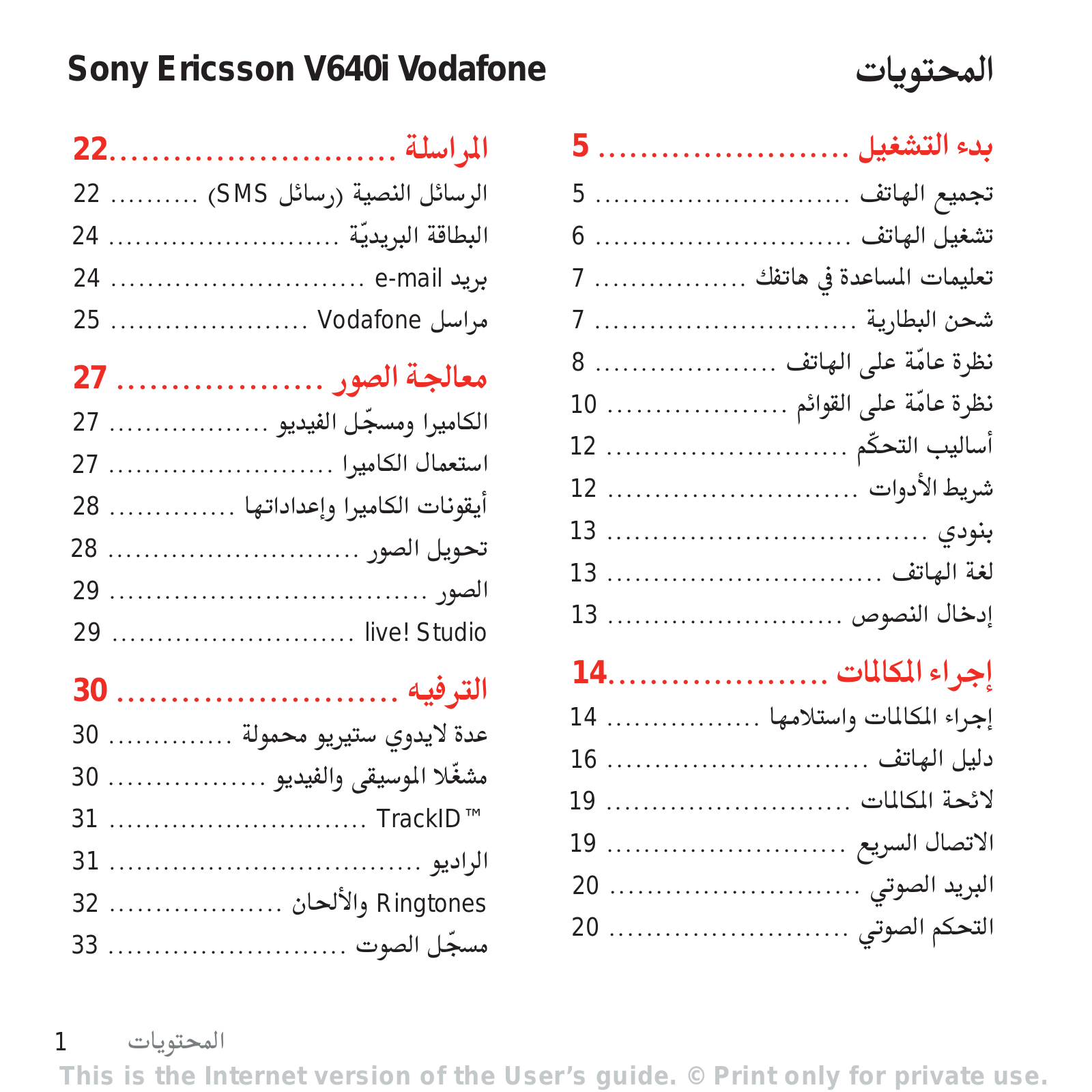 SONY V640 User Manual