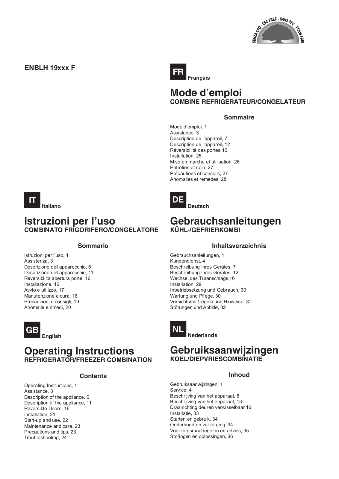 HOTPOINT ENBLH 19211FW User Manual